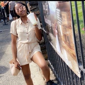 Fashion Nova Khaki Romper